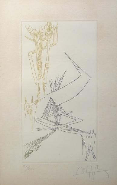 Wilfredo LAM (1902-1982) Sans titre Lithographie signée en bas à droite et numérotée...
