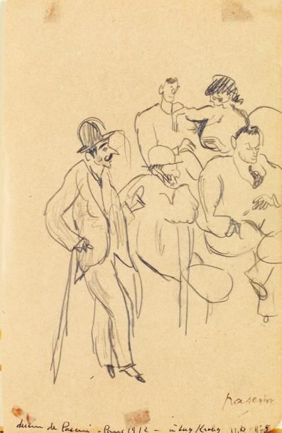 Jules PASCIN (1885-1930) Personnages Dessin au crayon, porte une signature en bas...