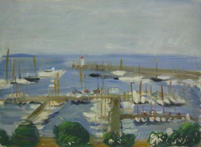 Pierre GOGOIS (né en 1935) Port de plaisance Huile sur toile non signée 73 x 100...