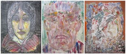 Jean-Claude HERVY (XXème siècle) Ensemble de 13 portraits Gouaches signées en bas...