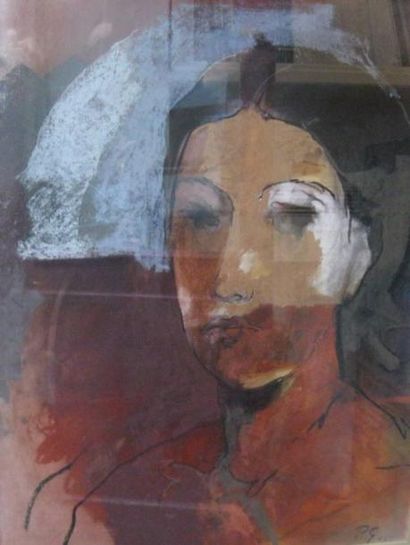 Pierre GASTE (né en 1939) Portrait de femme Pastel monogrammé en bas à droite. 63...