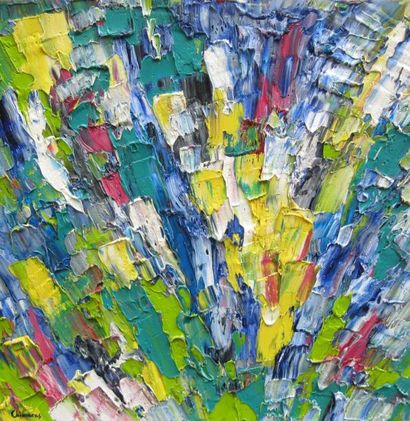 Anna CHIMARAS (née en 1974) Impression de nature Huile sur toile signée en bas à...