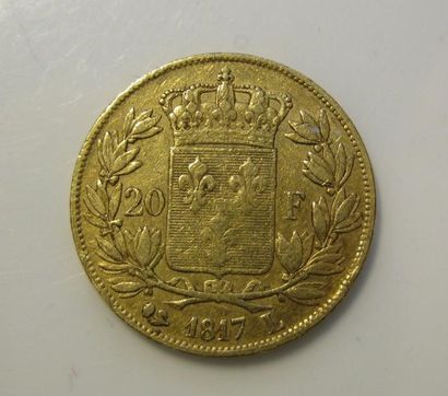  Pièce de 20 francs en or Louis XVIII, 1817. Poids: 6 g.