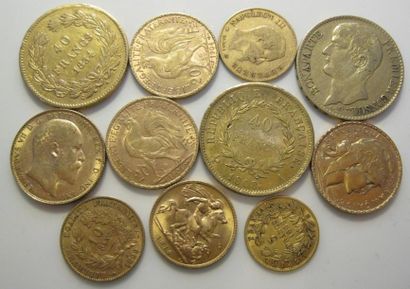 Lot de pièces en or de 5 francs 1866, 10...