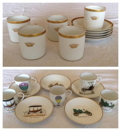 null Ensemble de porcelaine: - 5 tasses et sous-tasses en, porcelaine blanche et...