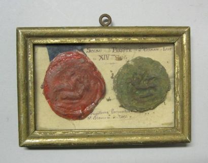 null "Sceau de la Prévôté de St Germain en Laye, XIVème siècle "Sceaux rouge et vert....