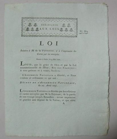 null Obéissance aux Lois, n° 864, concernant la Loi relative à M. de la Peyrouse...