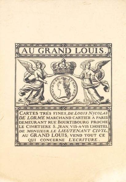  PAPILLON Au Grand Louis. Illustration pour "Cartes trsè fines de Louis Nicolas DE...