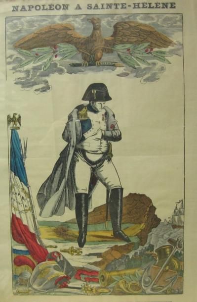null Napoléon à Saint-Hélène Gravure d?Épinal. 62 x 41 cm