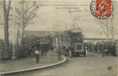null 1 CARTE POSTALE AUTOMOBILE : Sélection Loire. "Roanne-Le Train Renard-Inauguration...