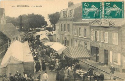 null 9 CARTES POSTALES MARCHES : Petite Sélection. Dont" Le Crotoy-Le Marché, Cayeux-La...