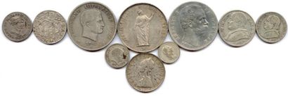 null Lot de huit pièces d'argent Italie des XIXe et XXe siècles: Franco Lucques et...