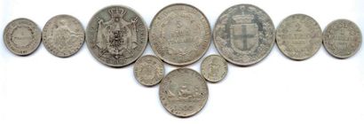 null Lot de huit pièces d'argent Italie des XIXe et XXe siècles: Franco Lucques et...