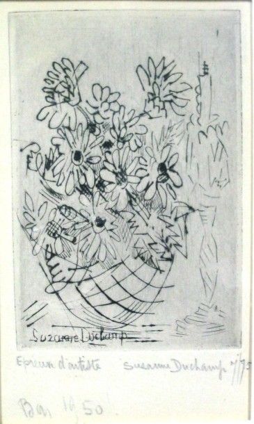 Suzanne DUCHAMP (1889 -1963) Le bouquet. Eau-forte. Épreuve signée et numérotée....