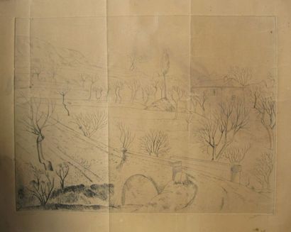 Othon COUBINE (1883-1969) (d'après) Deux paysages Deux gravures. 27 x 34; 34 x 32...