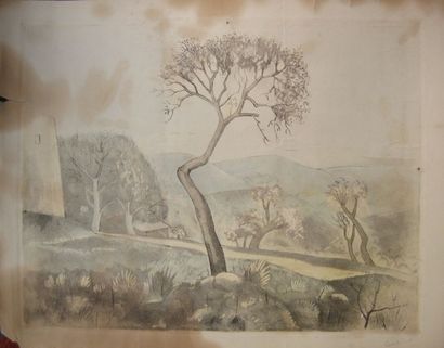 Othon COUBINE (1883-1969) (d'après) Deux paysages Deux gravures. 27 x 34; 34 x 32...