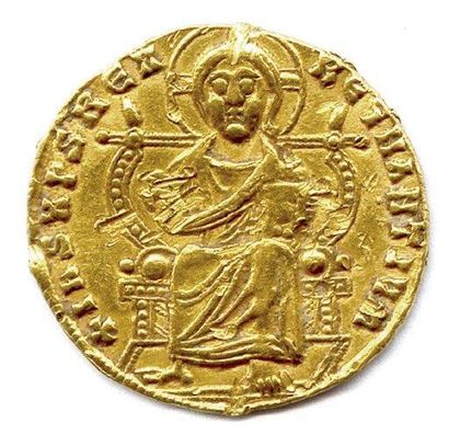 null LEON VI le Sage et son fils Constantin VII (908-912) Le Christ assis de face...