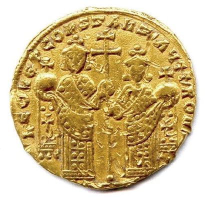 null LEON VI le Sage et son fils Constantin VII (908-912) Le Christ assis de face...
