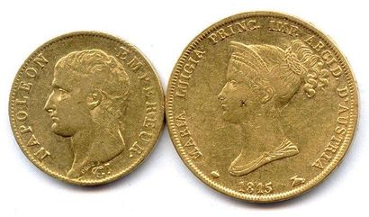 null Lot de deux pièces: 40 Lire Marie Louise 1815 et 20 Francs Napoléon Ier 1806...
