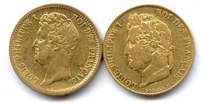 null Lot de deux pièces: 20 Francs Louis Philippe Ier (tête nue) 1831 Paris 20 Francs...