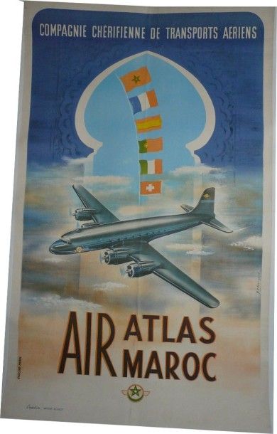 null Affiche Air ATLAS MAROC - 

Compagnie chérifienne de transport par SENEGUE -...