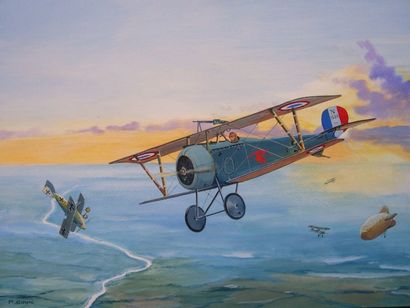 null M.GUYOT

Nieuport 17 escadrille des cygognes 

Gouache signée en bas à gauche,...