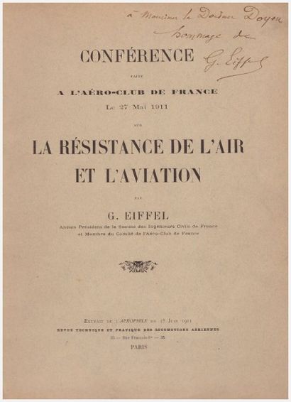 null  Gustave EIFFEL. 1832-1923. Ingénieur.
Conférence faite à l'Aéro-Club de France...