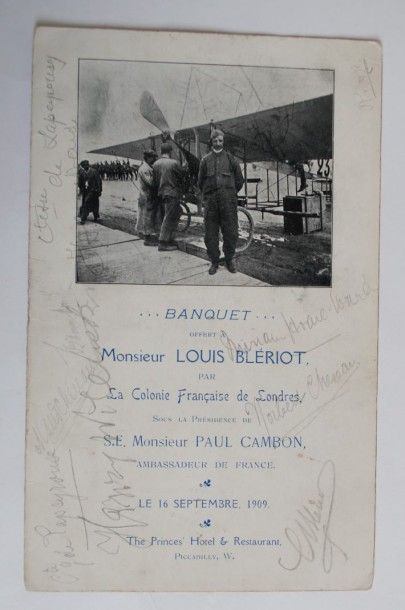 null Menu du banquet offert à Louis Blériot par la Colonie Française de Londres –...