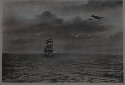 null Seconde traversée de la Manche. Photogravure présentant le Blériot XI de Jacques...