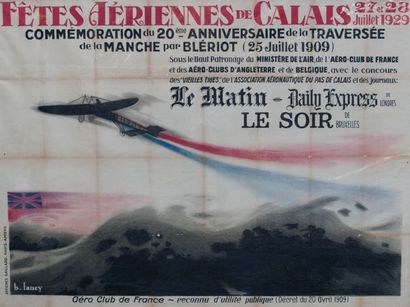 null Fêtes aériennes de Calais, 1929. Affiche commémorant le 20ème anniversaire de...