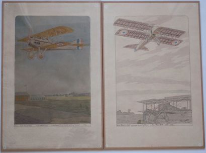 null Spad A et Spad VII (1915-1916). Paire d’aquarelles signée en bas à droit L....