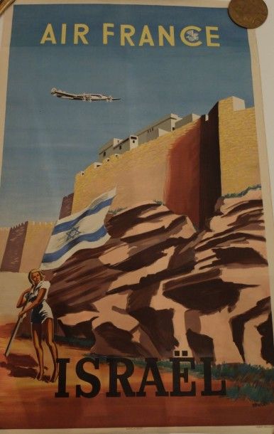 null AFFICHE AIR France- ISRAEL

Illustrée par Renluc- 1949. Imp. Hubert Baille –...