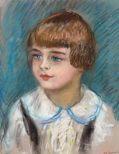 Charles CAMOIN (1879-1965) «Portrait de Denise Lantuejoul». Pastel et craie sur papier,...