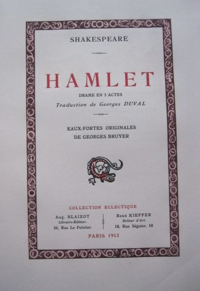null SHAKESPEARE : "Hamlet-Drame en 5 Actes-Traduction de Georges Duval-Eaux-Fortes...