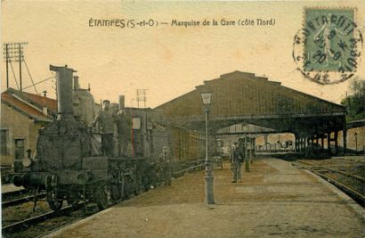 null 10 CARTES POSTALES LES GARES : Dans l'Essonne. "Athis Mons-La Gare (int), Arpajon-La...