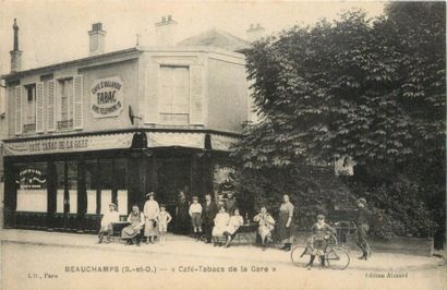 null 10 CARTES POSTALES VAL D'OISE : Sélection. "Beauchamps-Café Tabacs de la Gare,...