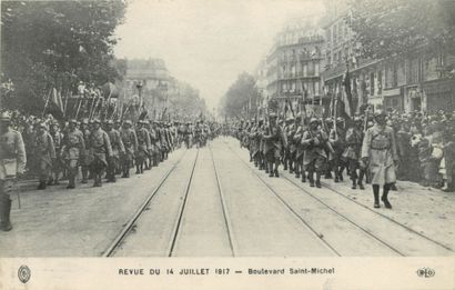 null 60 CARTES POSTALES MILITARIA : Divers. "26cp-Fête de la Victoire 1919, 8cp-Revue...
