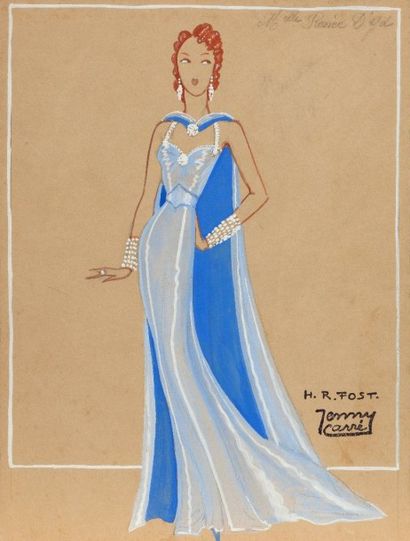 null H.R. FOST. (Ecole du XXème siècle)

Trois projets de robe. Gouache sur papier,...