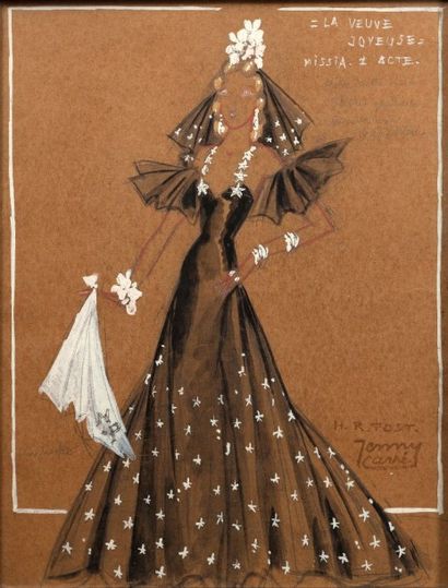 null H.R. FOST- Jenny CARRE (Ecole du XXème siècle).

Deux projets de robe, l'une...