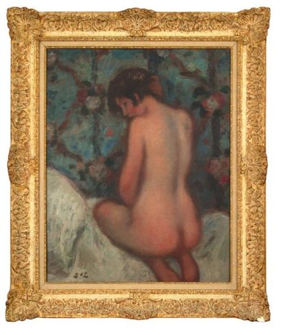  Georges d’ESPAGNAT (1870-1950) 
Nu de dos 
Huile sur toile signée des initiales...
