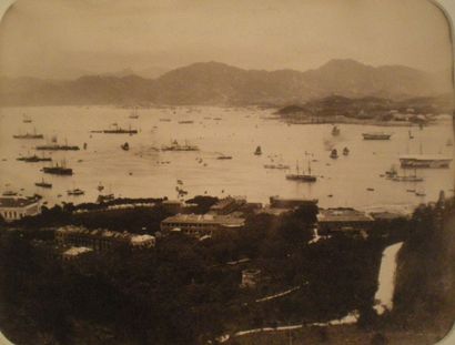 null HONG KONG : Looking northwest from Scandal Point, c.1880. Tirage albuminé d'époque,...