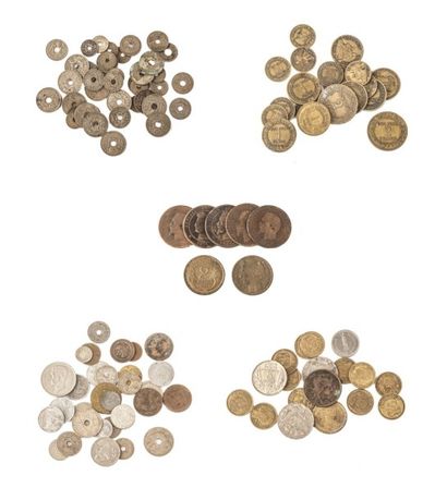 null NUMISMATIQUE : 6 Sachets de Pièces Françaises : 19-Chambre de Commerce, 43-Pièces...