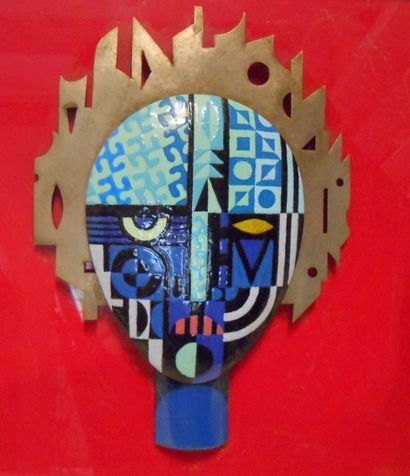 null Jacques CARTERON (1916-2001). Masque 1. Sculpture en métal émaillé fixé sur...