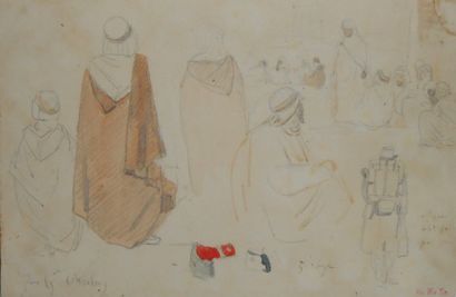 null Ecole du début du XXème siècle. Etudes d'hommes et soldats. Deux dessins aquarellés...