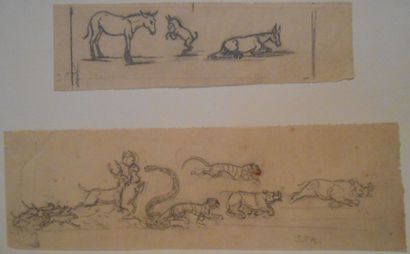 null Atelier de JACQUES FROMENT-MEURICE. Huit études d'animaux au crayon sur calque...