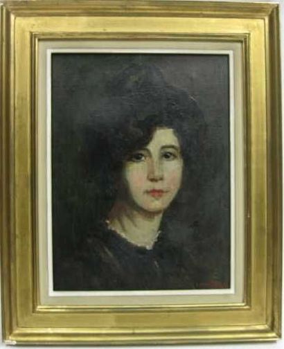 null Lucie RANVIER-CHARTIER (1867-1932). Autoportrait présumé. Huile sur toile signée...