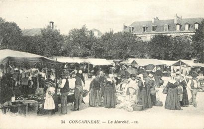 null 6 CARTES POSTALES LES MARCHES : Sélection Finistère. "Concarneau : 2cp-Le Marché...