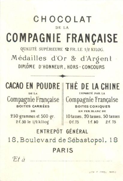 null 70 CHROMOS : Sélection. "62-Chocolat de la Compagnie Française-Fond Or : 8-Personnages,...