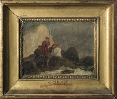 null École française du XIXe siècle.

Personnages sur des rochers et dans une barque.

Huile...