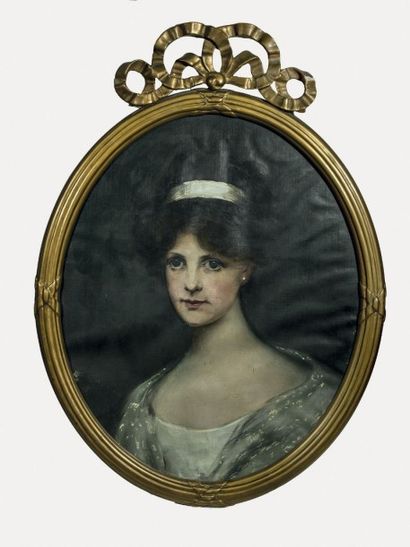 null École de la fin du XIXe-début du XXe siècle.

Portrait de jeune femme au ruban...